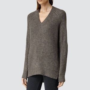 All Saints Warm Gray V-Neck Sweater